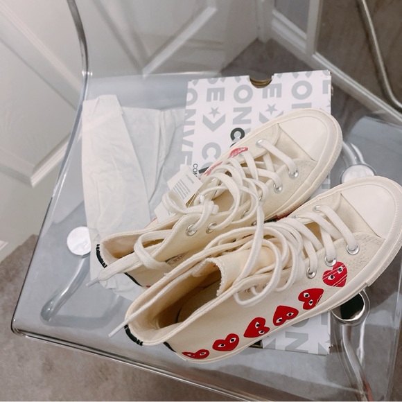 NWT ❤️ Converse Comme des Garcons PLAY Chuck Taylor All Star 70 High Multi Heart - Picture 3 of 12